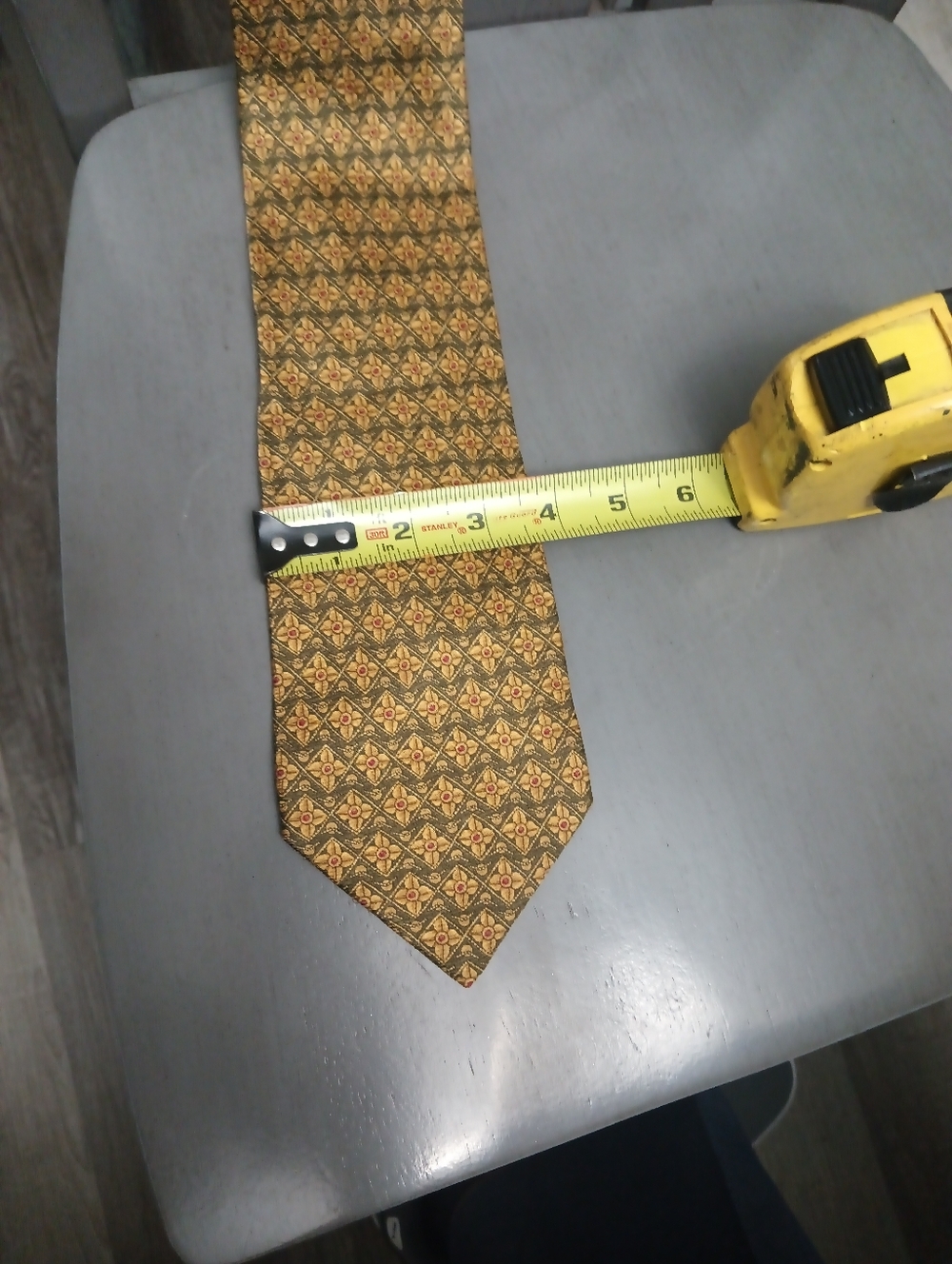Vintage Geometric Gold Yellow Valentino Cravatte Made In Italy Tie